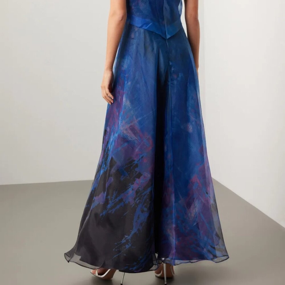 Rene Ruiz Blue Organza Gown, Size 4 - Picture 3 of 16